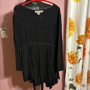 Agan Traders Elegant Black Embroidered Women's Top XL/1X